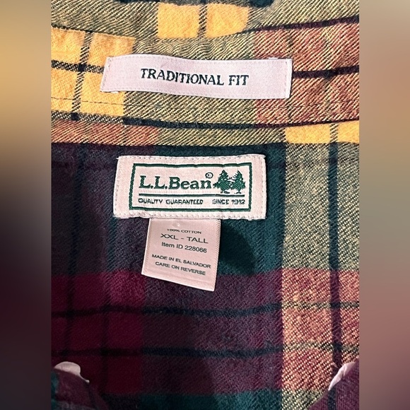 L.L.Bean Men's  Flannel Shirt Traditional Fit Plaid XXL -Tall, #228066, Vintage - Picture 4 of 5
